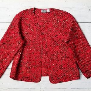 Chico's Multicoloured Woven Silk Open Jacket